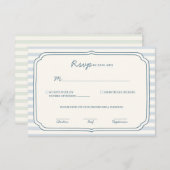 Dusty Blue Striped Wedding Response Card  RSVP Karte (Vorne/Hinten)