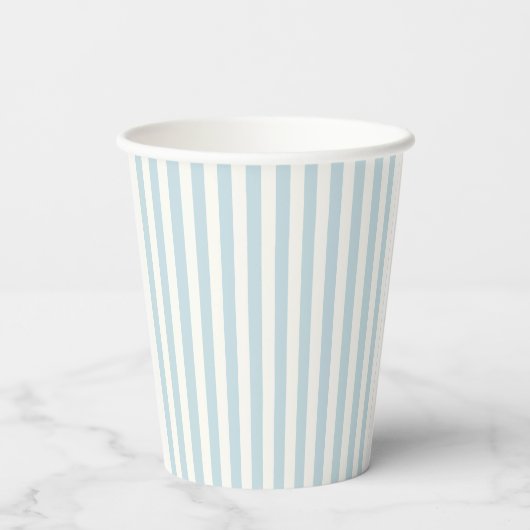Dusty Blue Stripes Classic Bow Pappbecher (Rückseite)
