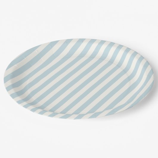 Dusty Blue Stripes Classic Party Pappteller (Schrägansicht)