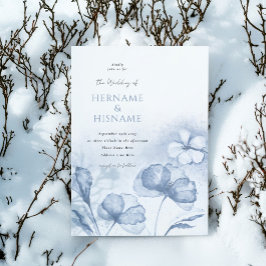 Dusty Blue Stylish Floral Watercolor Wedding Einladung