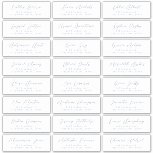 Dusty Blue Stylish script Gästeschrift Aufkleber (Vorderseite)