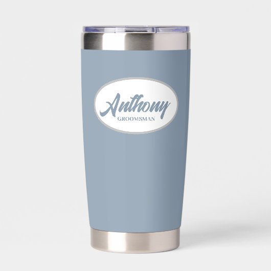 Dusty Blue Stylized Wedding Trauzeuge Thermobecher (Vorderseite)