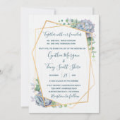 Dusty Blue Succulent Cactus Invitation Einladung (Vorderseite)