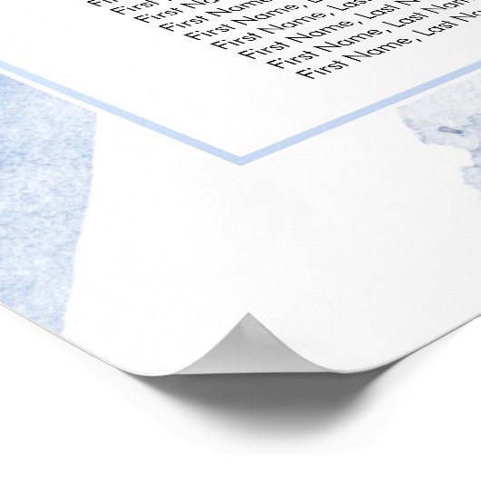 Dusty Blue Succulents Greenerity Seating Chart Poster (Ecke)