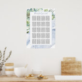 Dusty Blue Succulents Greenerity Seating Chart Poster (Küche)