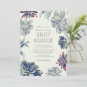 Dusty Blue Succulents Greenery Brautparty Einladung (Stehend Vorderseite)