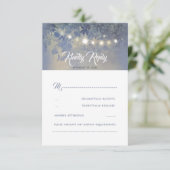 Dusty Blue Summer Night Rustic Wedding RSVP (Stehend Vorderseite)