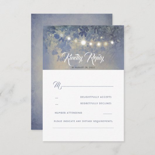 Dusty Blue Summer Night Rustic Wedding RSVP (Vorne/Hinten)