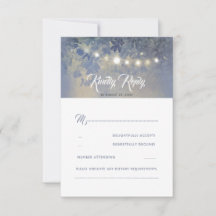 Dusty Blue Summer Night Rustic Wedding RSVP