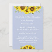 Dusty Blue Sunflower Baby Girl Dusche Einladung (Vorderseite)