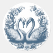 Dusty Blue Swan Gastgeschenk Hochzeit Sticker (Vorderseite)