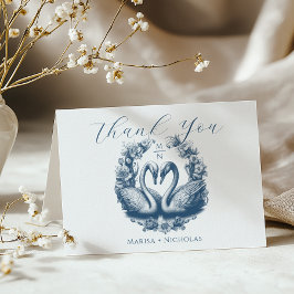 Dusty Blue Swan Lake Wedding Danke Card