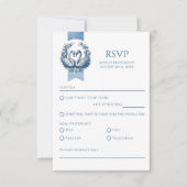 Dusty Blue Swan Wedding RSVP Card (Vorderseite)