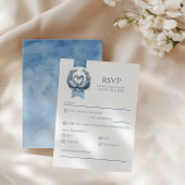 Dusty Blue Swan Wedding RSVP Card