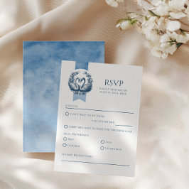 Dusty Blue Swan Wedding RSVP Card