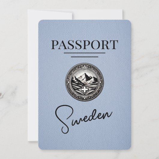 Dusty Blue Sweden Passport Save the Date (Vorderseite)