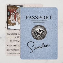 Dusty Blue Sweden Passport Save the Date