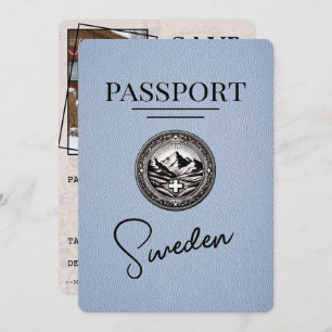 Dusty Blue Sweden Passport Save the Date