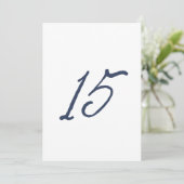 Dusty Blue Table 15 – French Stripe Wedding Einladung (Stehend Vorderseite)