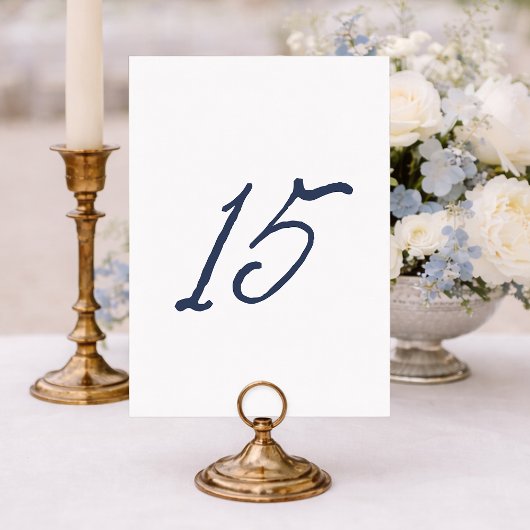 Dusty Blue Table 15 – French Stripe Wedding Einladung