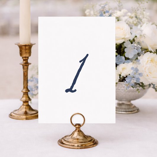 Dusty Blue Table 1 – French Stripe Wedding Einladung