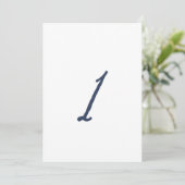 Dusty Blue Table 1 – French Stripe Wedding Einladung (Stehend Vorderseite)