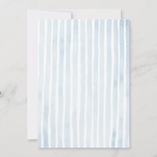 Dusty Blue Table 2 – French Stripe Wedding Einladung (Rückseite)