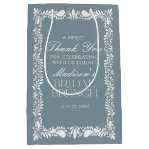 Dusty Blue Talavera Fiesta Bridal Brunch Favoriten Mittlere Geschenktüte