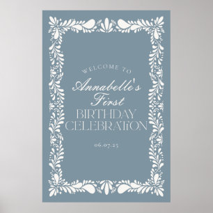 Dusty Blue Talavera Fiesta Geburtstagsparty Willko Poster