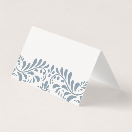 Dusty Blue Talavera Fiesta Platzkarte Tischdekor (Vorderseite)