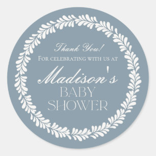 Dusty Blue Talavera Spanish Fiesta Boy Baby Dusche Runder Aufkleber