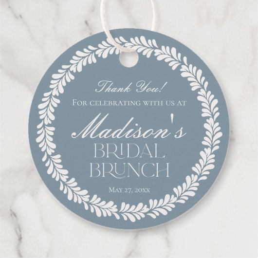 Dusty Blue Talavera Spanish Fiesta Bridal Brunch Geschenkanhänger (Rückseite)