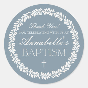 Dusty Blue Talavera Spanish Fiesta Taufe Gefallen Runder Aufkleber