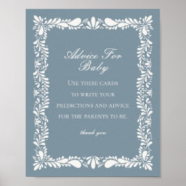 Dusty Blue Talavera Tile Advice für Baby Game Poster