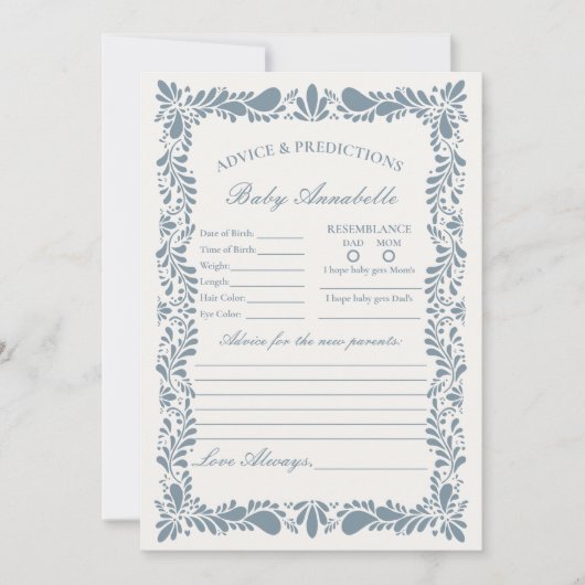 Dusty Blue Talavera Tile Advice zur Babykarte Einladung (Vorderseite)