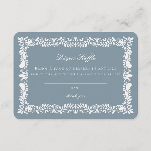 Dusty Blue Talavera Tile Diaper Einlage Begleitkarte (Vorderseite)