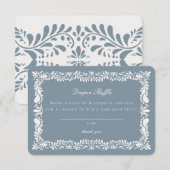 Dusty Blue Talavera Tile Diaper Einlage Begleitkarte (Vorne/Hinten)