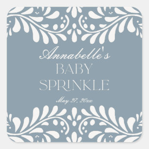Dusty Blue Talavera Tile Fiesta Baby Sprinkle Quadratischer Aufkleber