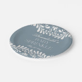 Dusty Blue Talavera Tile Fiesta Boy Baby Sprinkle Pappteller (Schrägansicht)