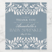 Dusty Blue Talavera Tile Fiesta Boy Baby Sprinkle Weinetikett (Einzelnes Label)