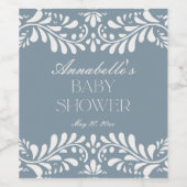 Dusty Blue Talavera Tile Fiesta Boy Babydusche Weinetikett (Einzelnes Label)