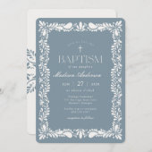 Dusty Blue Talavera Tile Fiesta Boy Baptisse Einladung (Vorne/Hinten)