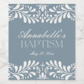 Dusty Blue Talavera Tile Fiesta Boy Baptisse Weinetikett (Einzelnes Label)