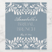 Dusty Blue Talavera Tile Fiesta Bridal Brunch Weinetikett (Einzelnes Label)