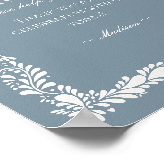 Dusty Blue Talavera Tile Fiesta Favors Zeichen Poster (Ecke)