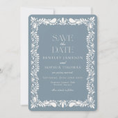 Dusty Blue Talavera Tile Fiesta Save the Date Einladung (Vorderseite)