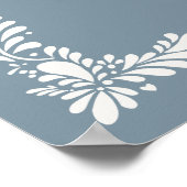 Dusty Blue Talavera Tile Fiesta Taufe Willkommen Poster (Ecke)