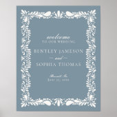 Dusty Blue Talavera Tile Fiesta Wedding Willkommen Poster (Vorne)
