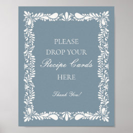 Dusty Blue Talavera Tile Share a Recipe Bridal Poster