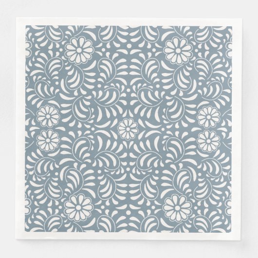 Dusty Blue Talavera Tile Spanish Style Fiesta Serviette (Vorderseite)